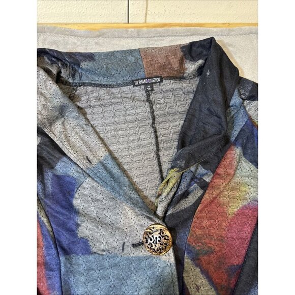 The Pyramid Collection Cardigan Jacket XL Gray Abstract Multi Color Artsy Boho - Picture 9 of 13